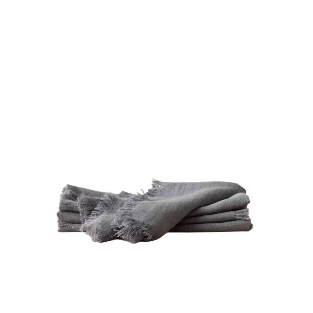 NEW LINENME terra fringe linen napkin - set of 4 in graphite